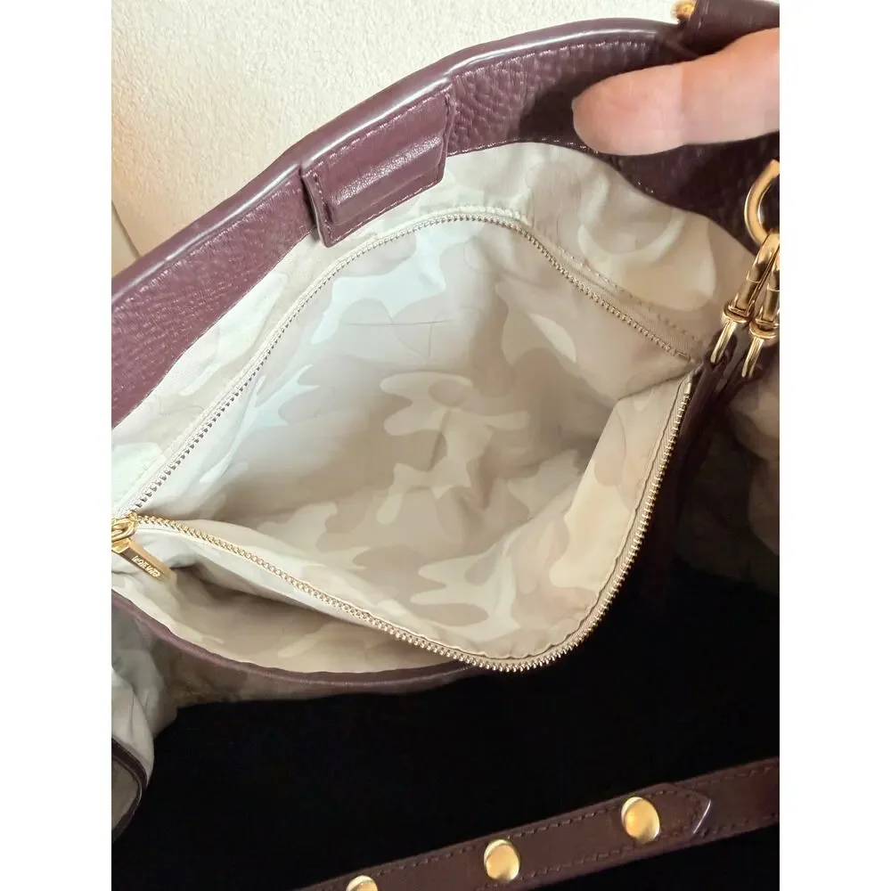 Dagne Dover Allyn Leather Tote Bag Women Red Dual Shoulder Strap Snap Closure